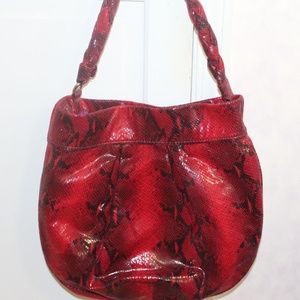 Gianni Bini Dark Red Snakeskin look Handbag